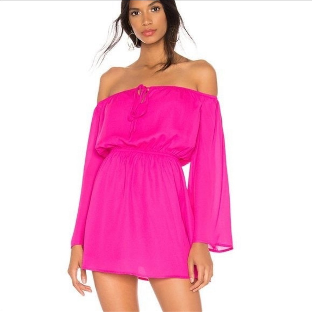 Superdown Hot Pink Off Shoulder Dress